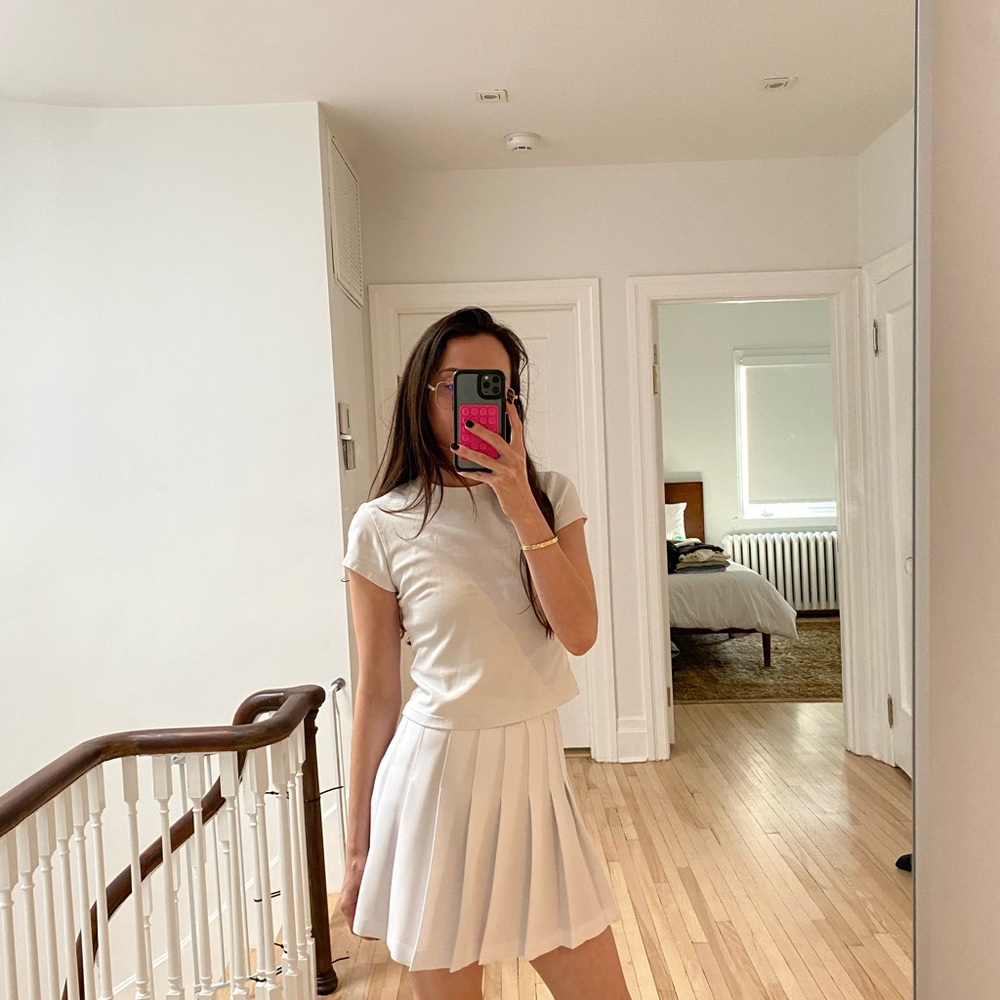 American Apparel White Tennis Skirt